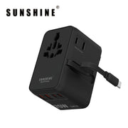 SUNSHINE TRC-70W GaN快速充電器 4插口(2C2A)及內置伸縮USB-C充電線旅行插座(70W)