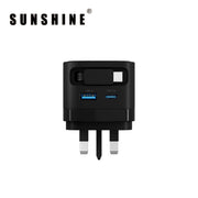 SUNSHINE MPF-35BK 2端口插牆式充電器 伸縮USB-C充電線(35W-黑色)