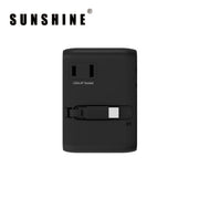 SUNSHINE TRC-25W GaN快速充電器 3插口(1C2A)及內置伸縮USB-C充電線旅行插座(25W)