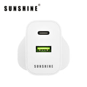 SUNSHINE MPG-25WH 2端口1C1A插牆式充電器(25W)