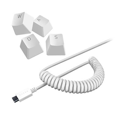 Razer PBT 鍵帽套裝 + USB-C 捲線 (Mercury White)