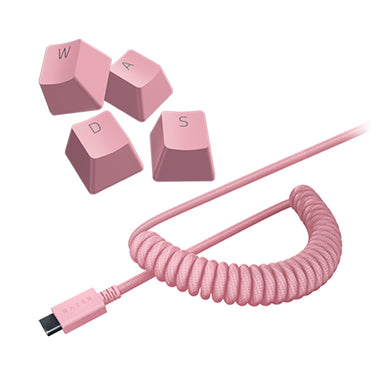 Razer PBT 鍵帽套裝 + USB-C 捲線 (Quartz Pink)