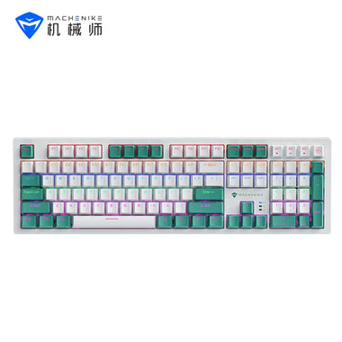 10月優惠 Machenike K520 108鍵ABS 雙色鍵帽 RGB機械鍵盤(白綠色)